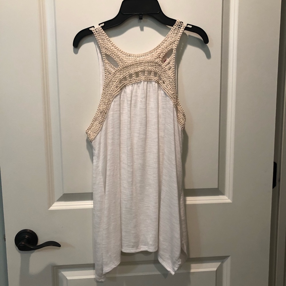White Tank with Macrame Details